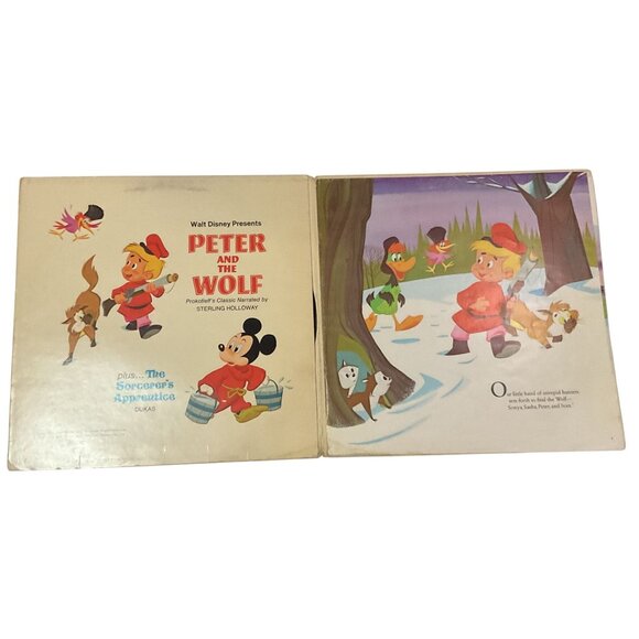 Walt Disney Sorcerer's Apprentice Peter And The Wolf Vinyl Record & Picture Book - Picture 3 of 9